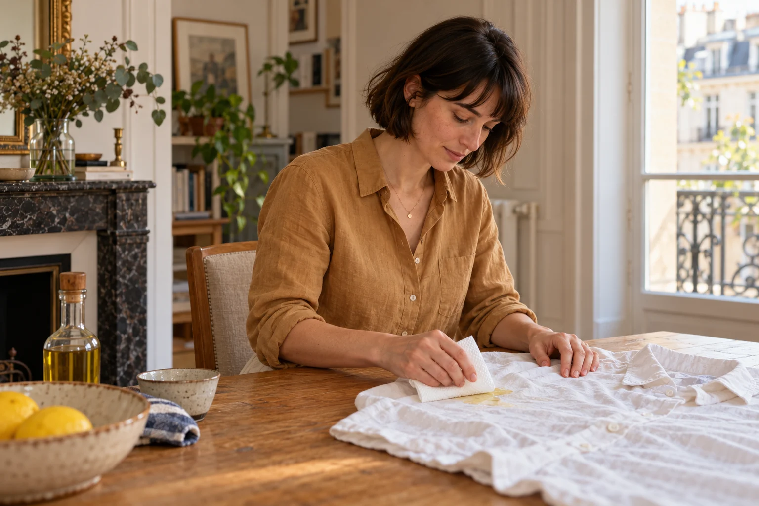Des taches d’huile sur les vêtements